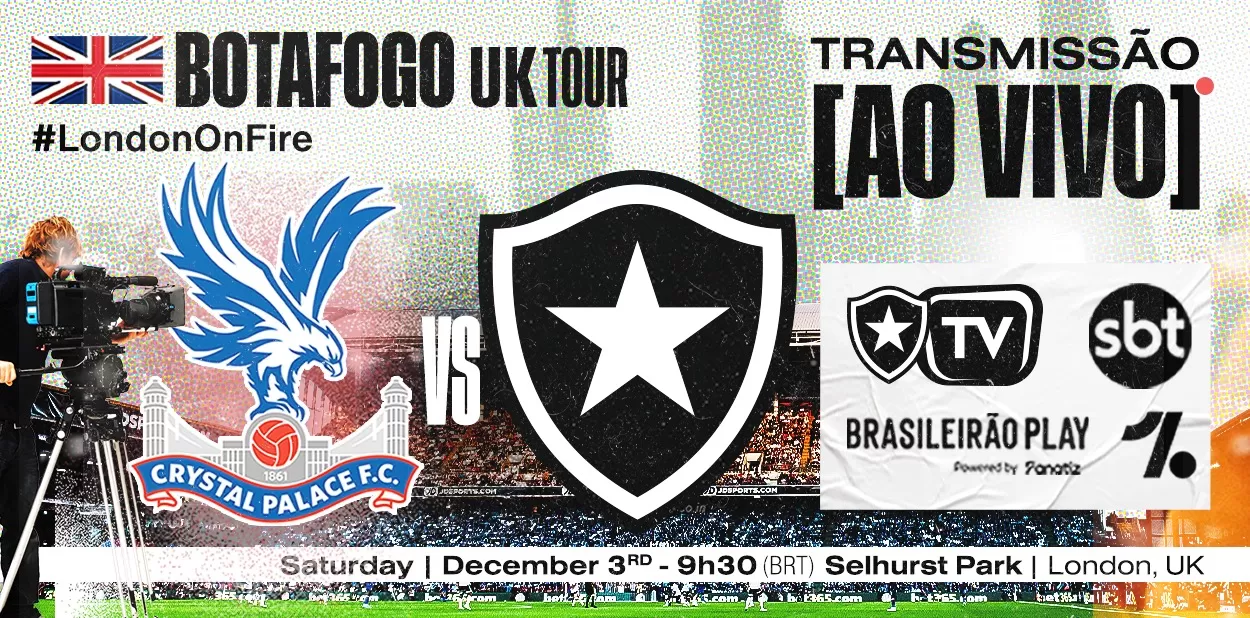 botafogo crystal palace transmissão