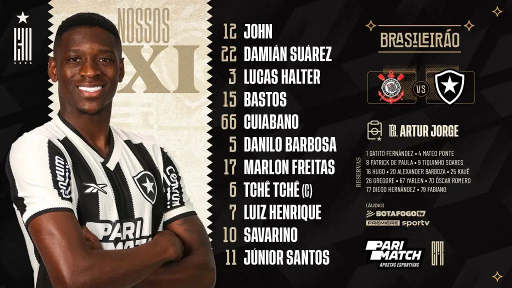 botafogo corinthians escalacao oficial