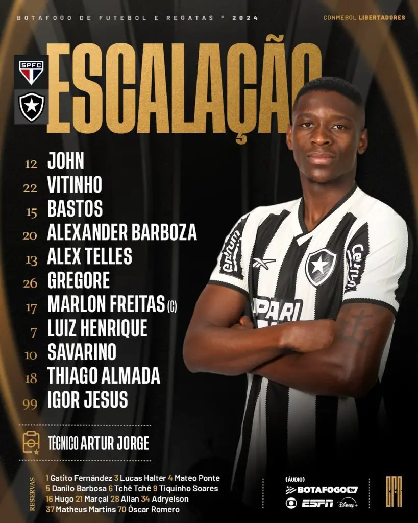 botafogo sao paulo escalacao