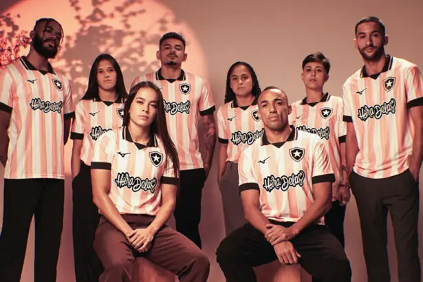 botafogo camisa rosa mizuno